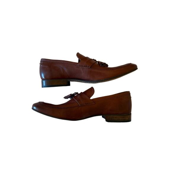 Bronx Mens Brown Leather Round Toe Slip On Tassel Loafers Shoes Size 44 - Picture 2 of 13